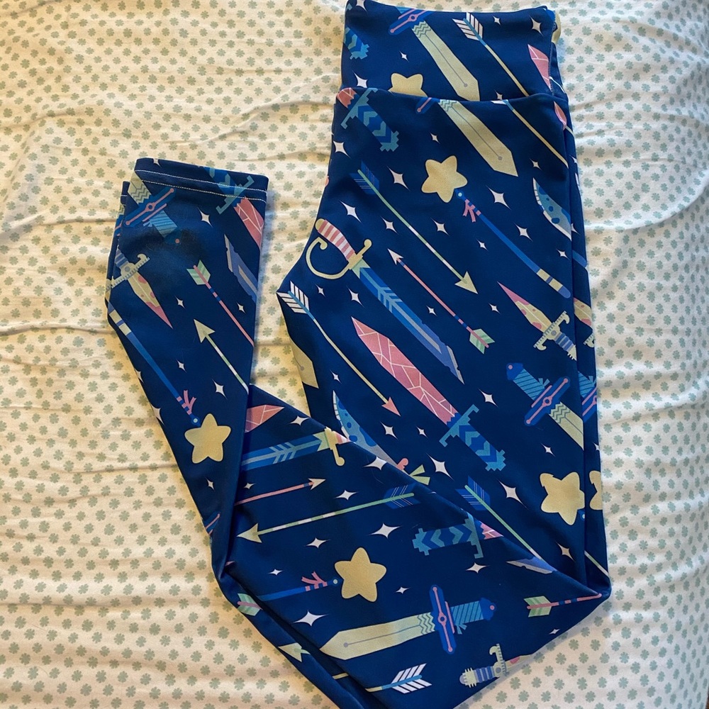 Cute whimsical Society6 dagger sword leggings